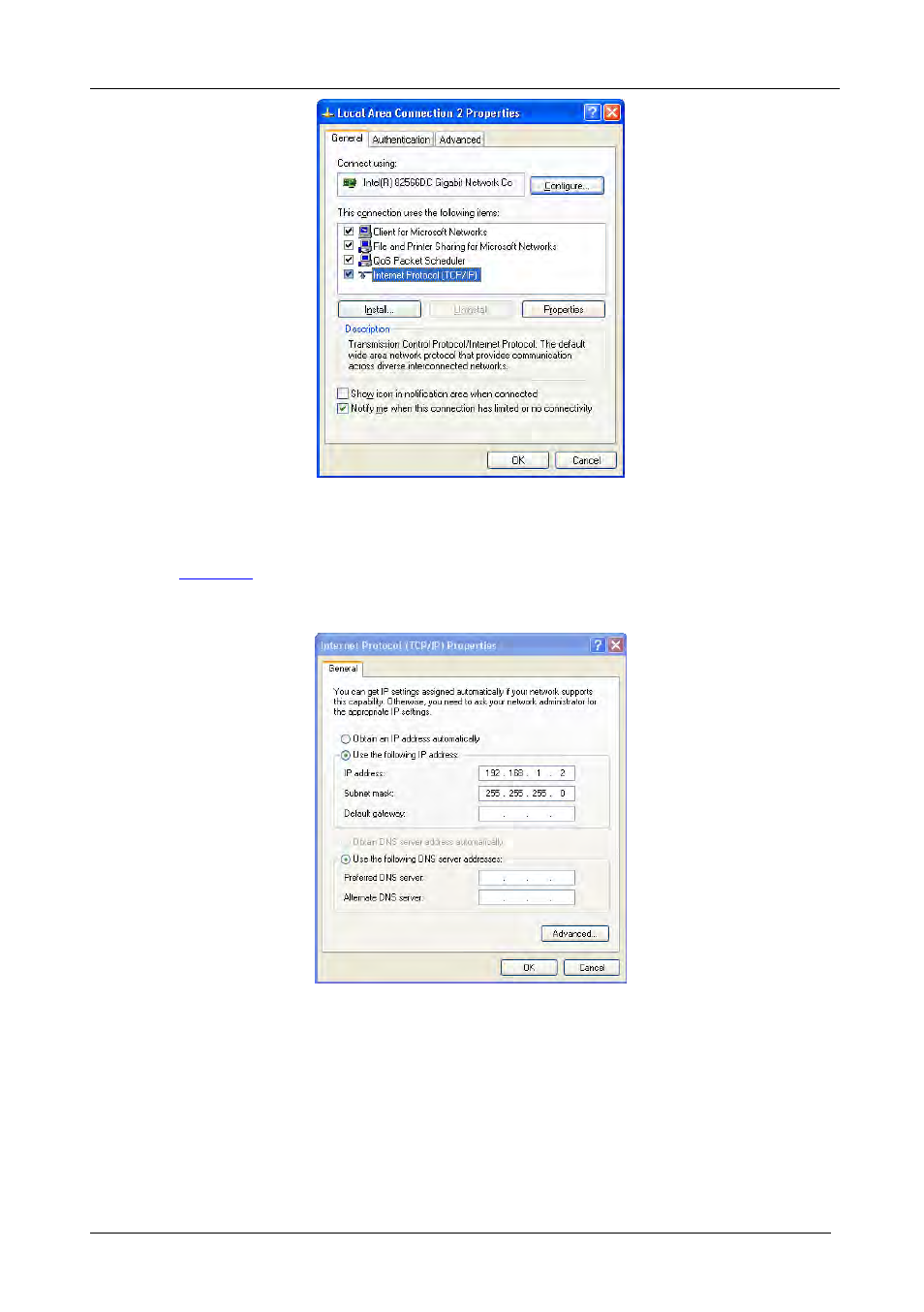 Figure 7: local area connection properties window, Figure 7 | Kramer Electronics VP-8x4AK User Manual | Page 20 / 57