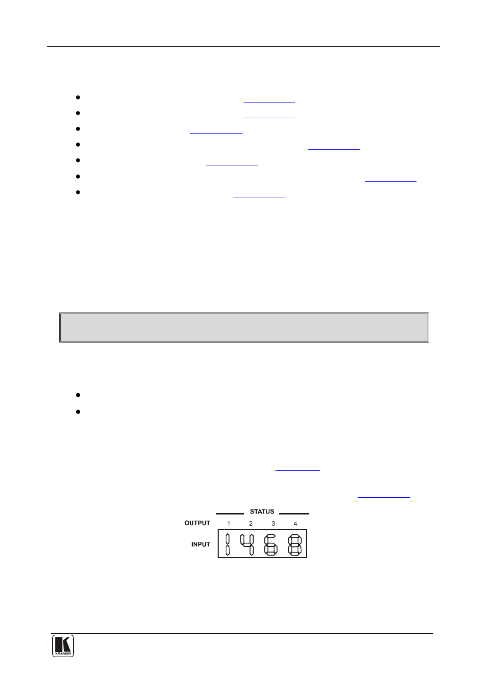 7 operating the vp-8x4ak, 1 switching an input to an output, 2 understanding the 7-segment displays | 1 the status 7-segment display, Operating the vp-8x4ak, Switching an input to an output, Understanding the 7-segment displays, The status 7-segment display, Ection 7.2.1, 7operating the vp-8x4ak | Kramer Electronics VP-8x4AK User Manual | Page 25 / 57