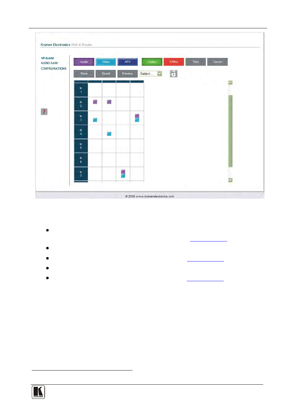 Figure 19, Inputs are shown in | Kramer Electronics VP-8x4AK User Manual | Page 33 / 57