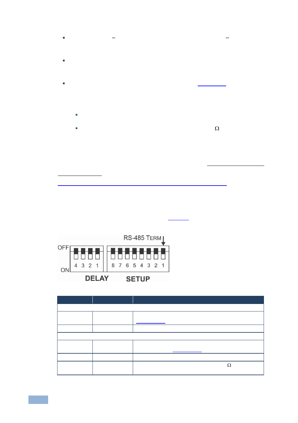 4 control configuration via the ethernet port, 5 setting the dip-switches, Control configuration via the ethernet port | Setting the dip-switches, Figure 7: vp-8x8 dip-switches | Kramer Electronics VP-8x8 User Manual | Page 15 / 31