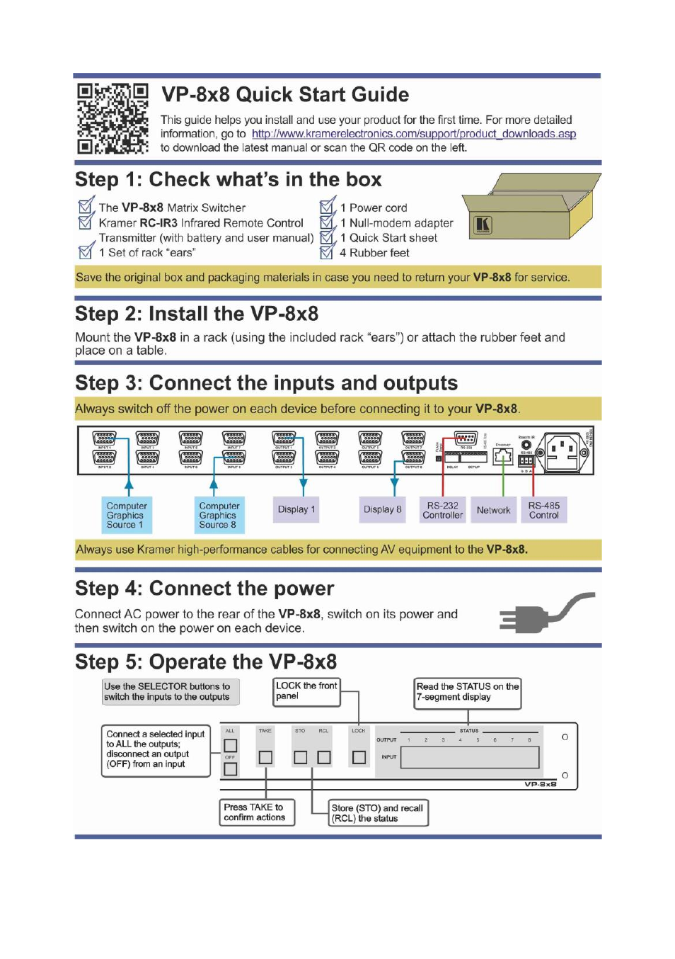 Kramer Electronics VP-8x8 User Manual | Page 2 / 31