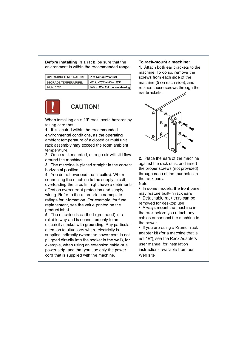 5 installing the vp-8x8ak in a rack, Installing the vp-8x8ak in a rack, 5installing the vp-8x8ak in a rack | Kramer Electronics VP-8x8AK User Manual | Page 14 / 57