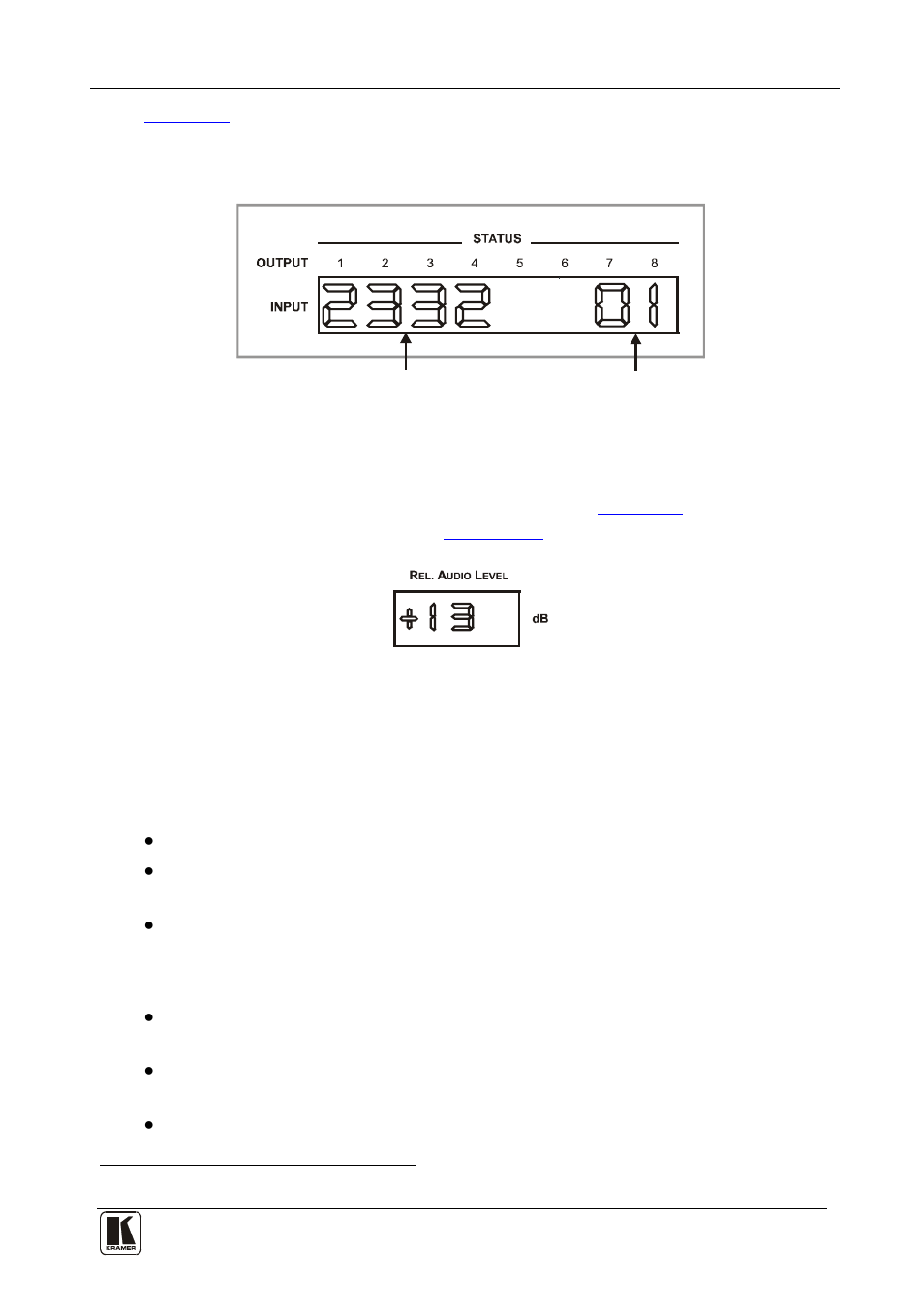 2 the rel audio level 7-segment display, 3 confirming settings, The rel audio level 7-segment display | Confirming settings, Figure 13: rel audio level 7-segment display, Section | Kramer Electronics VP-8x8AK User Manual | Page 25 / 57