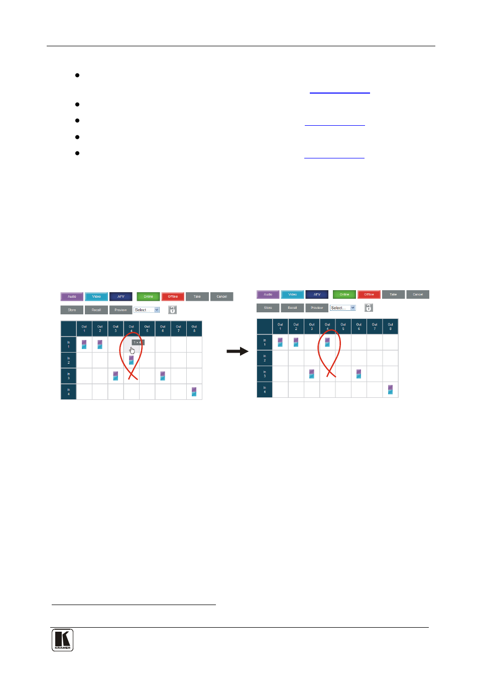 2 operate in the confirm mode, Operate in the confirm mode, Figure 20: switching an input to an output | Kramer Electronics VP-8x8AK User Manual | Page 33 / 57