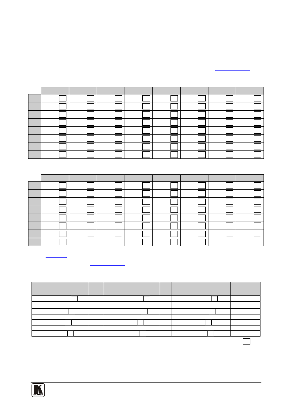 Table 7: vp-8x8ak audio input gain codes | Kramer Electronics VP-8x8AK User Manual | Page 41 / 57
