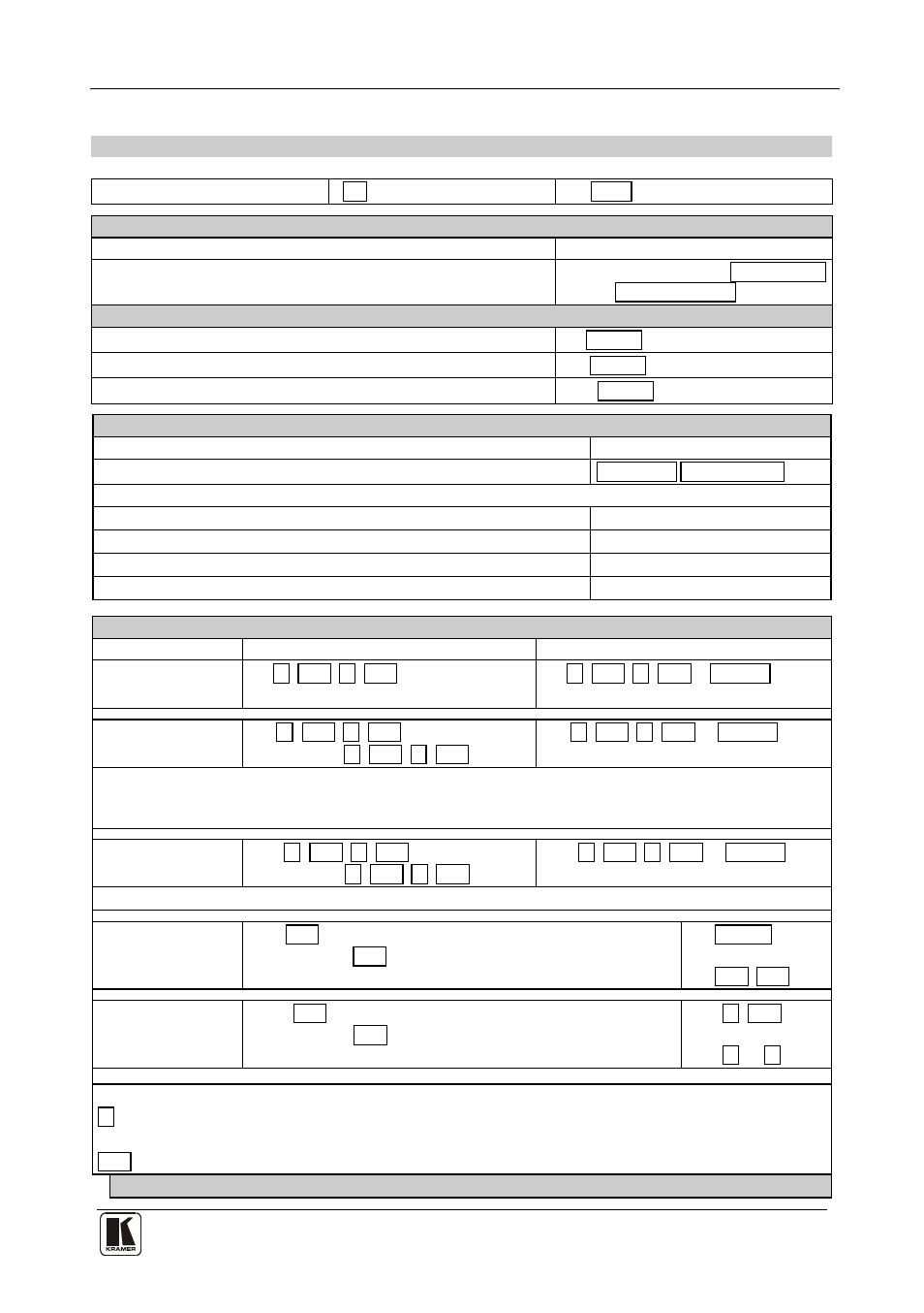 Table 15: instruction codes for protocol 3000, Kramer protocol | Kramer Electronics VP-8x8AK User Manual | Page 47 / 57