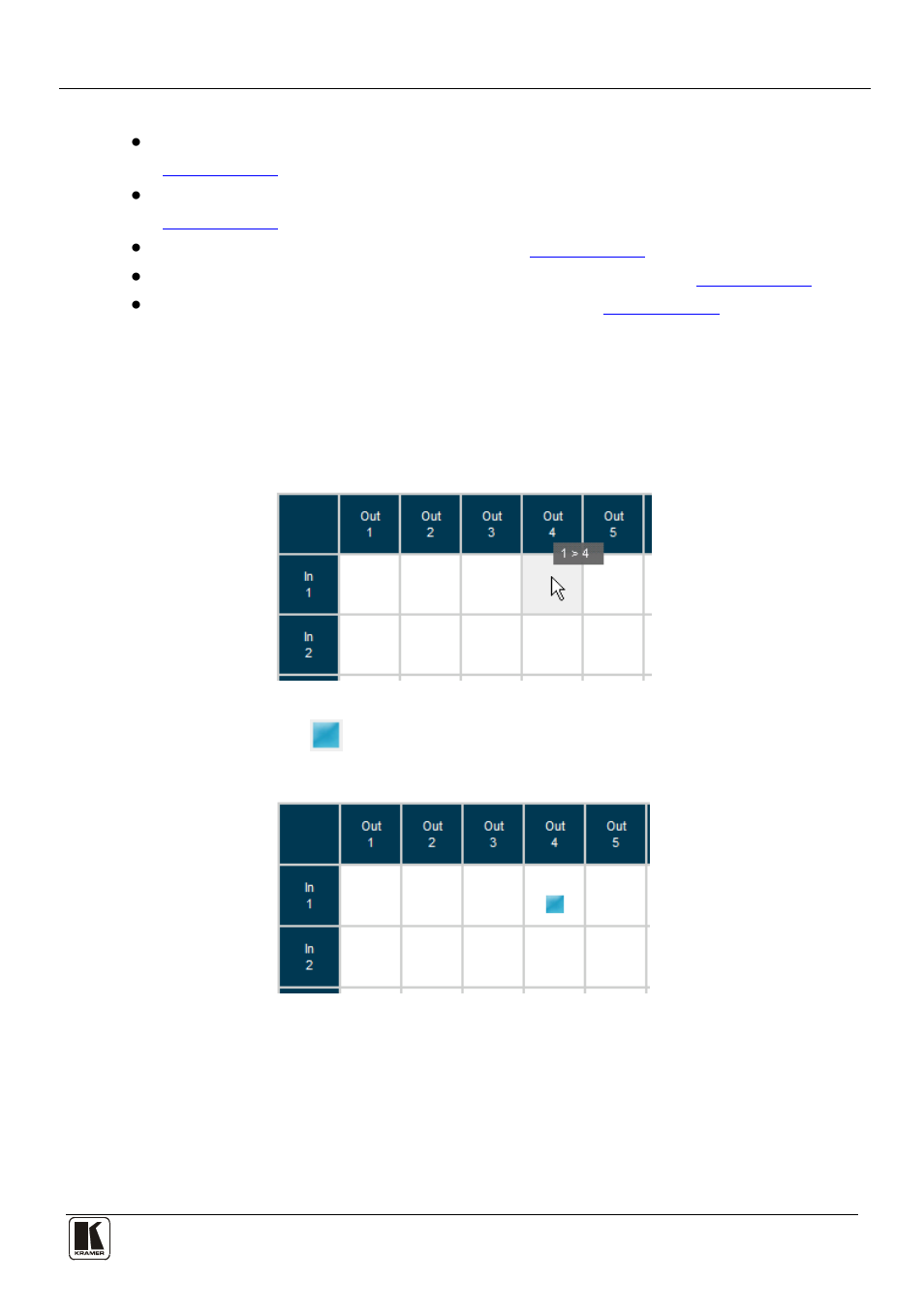 1 switching an input to an output, Switching an input to an output, Figure 21: switching an input to an output | Kramer Electronics VP-8x8TP User Manual | Page 31 / 56