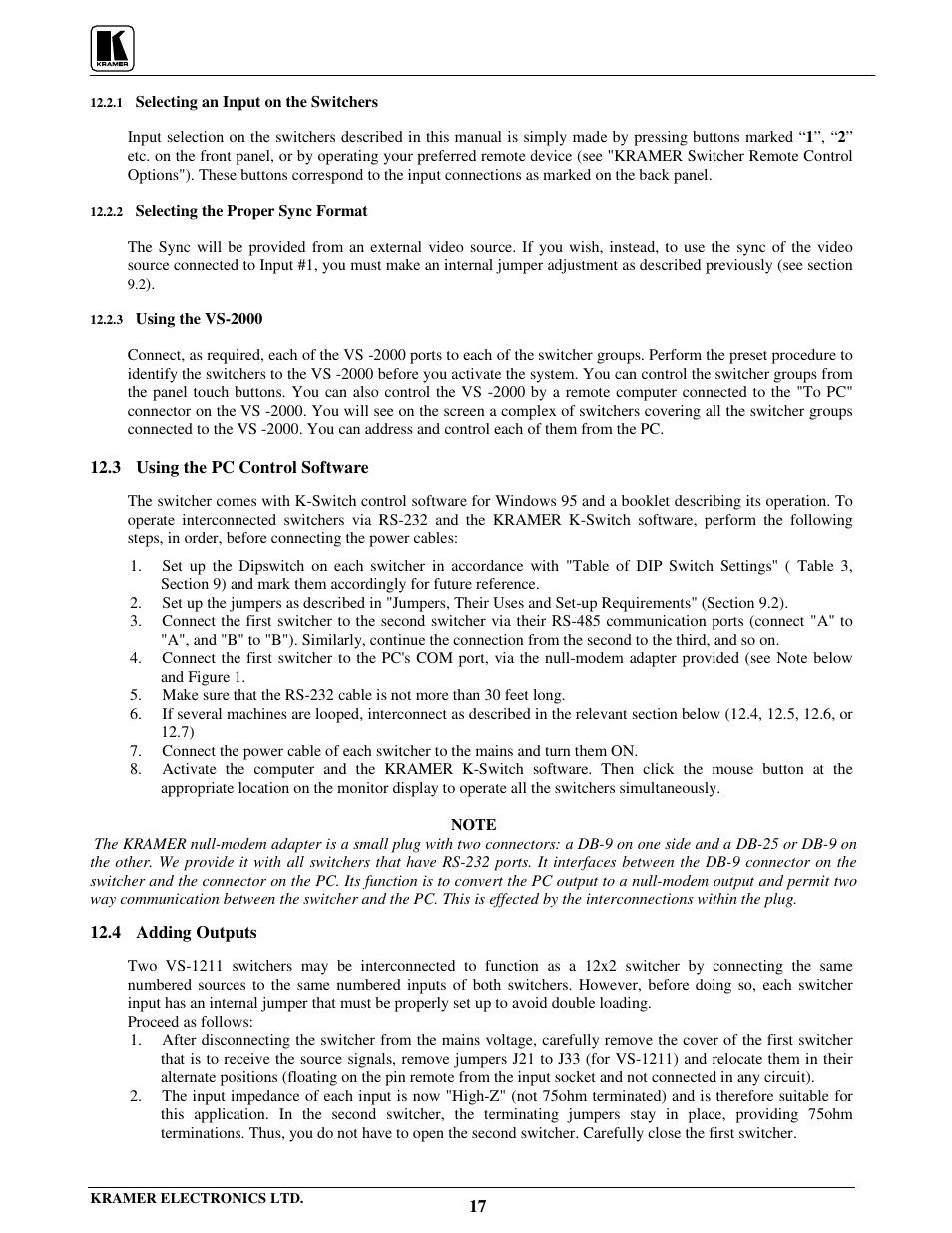 Kramer Electronics VS-801xlm User Manual | Page 18 / 27