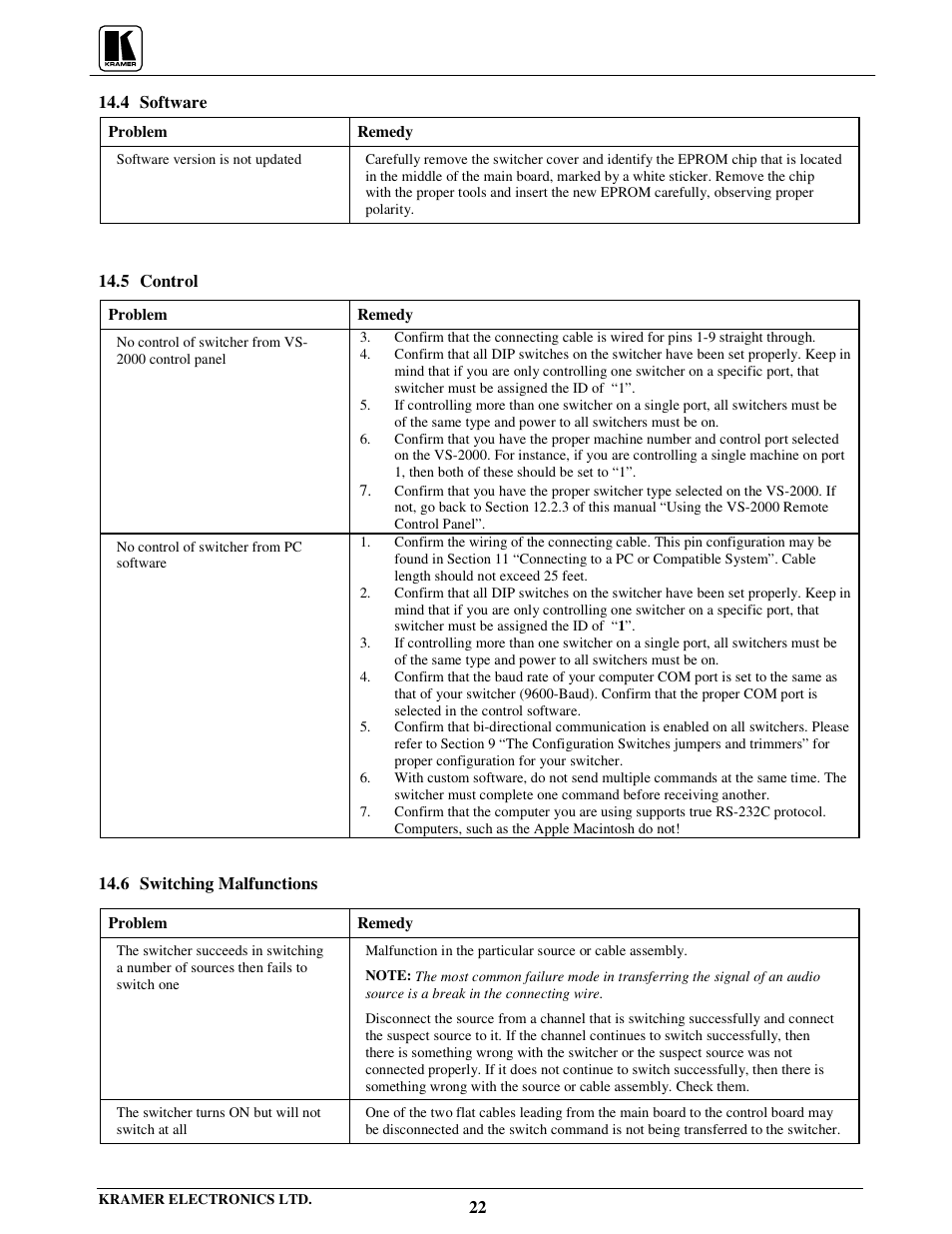 Kramer Electronics VS-801xlm User Manual | Page 23 / 27