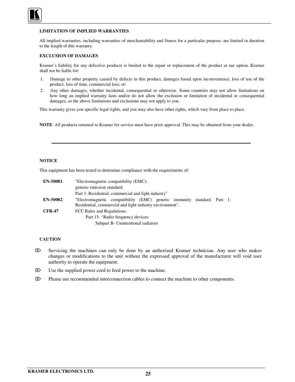 Kramer Electronics VS-801xlm User Manual | Page 26 / 27