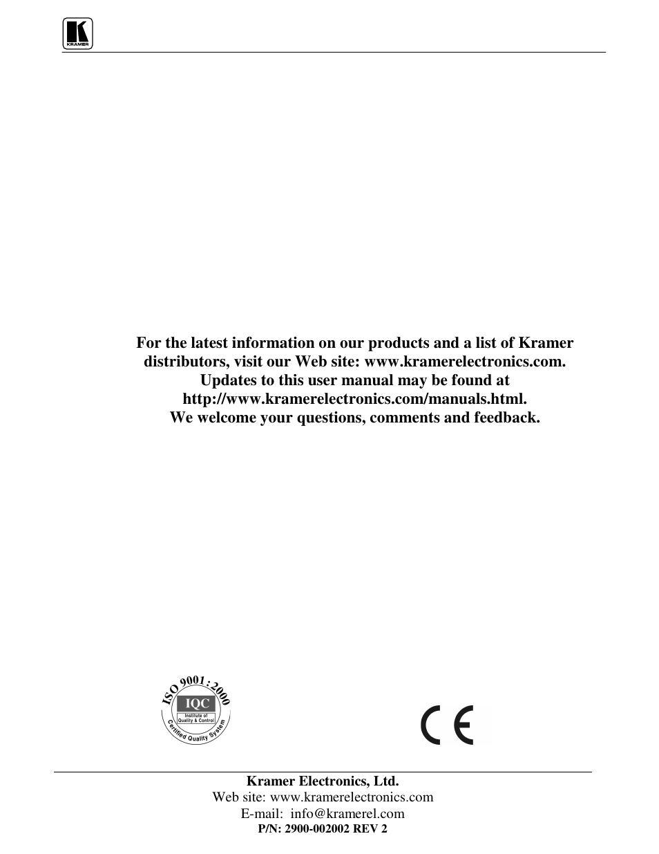 Kramer Electronics VS-801xlm User Manual | Page 27 / 27