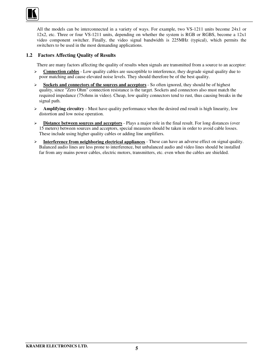 Kramer Electronics VS-801xlm User Manual | Page 6 / 27
