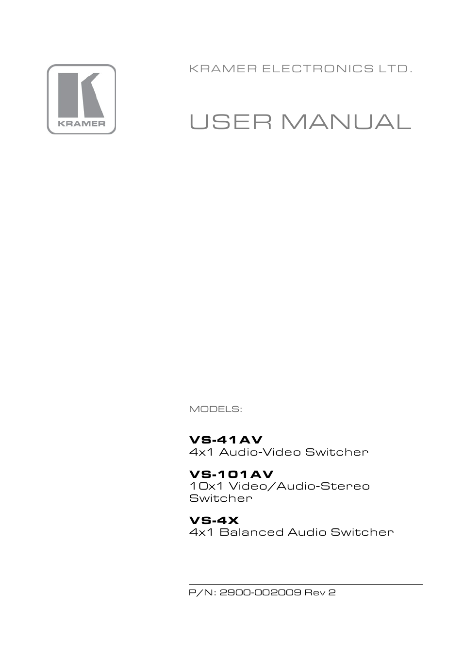 Kramer Electronics VS-4X User Manual | 16 pages