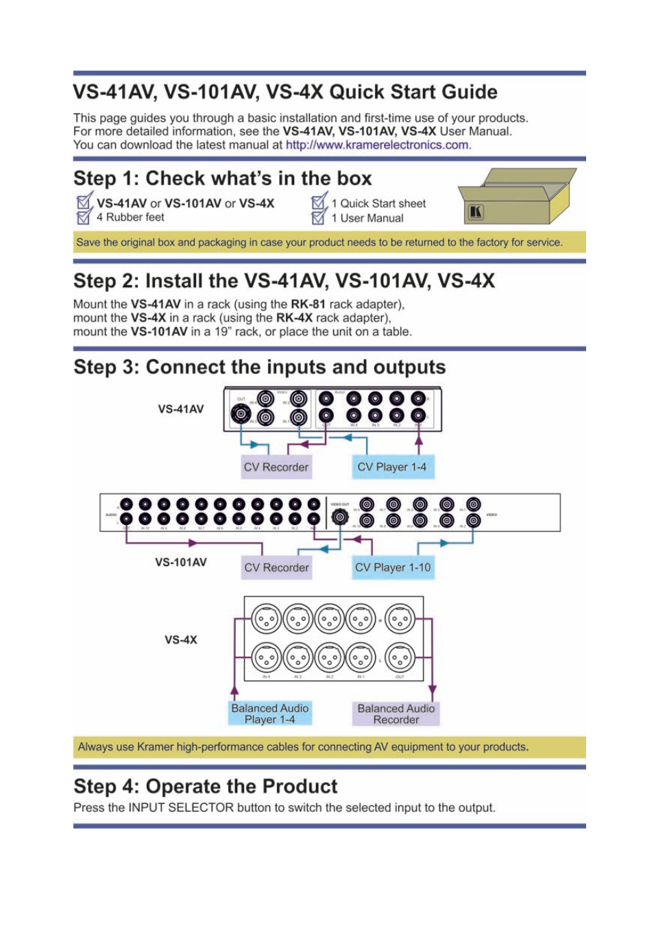 Kramer Electronics VS-4X User Manual | Page 2 / 16
