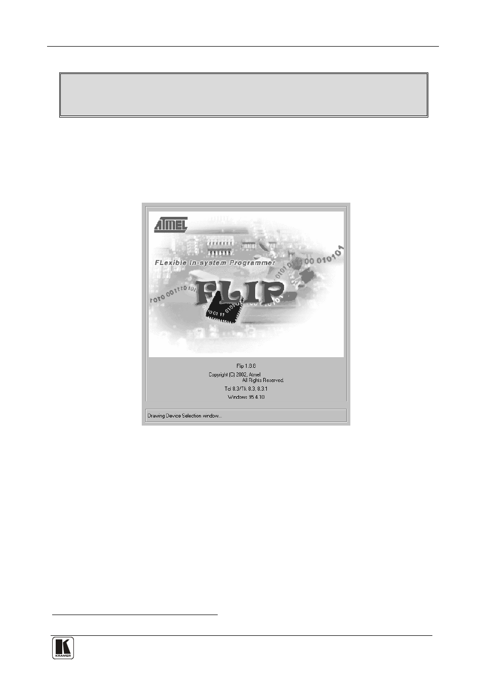 3 installing the device firmware, Installing the device firmware, Figure 10: splash screen | Kramer Electronics VS-121HC User Manual | Page 22 / 33