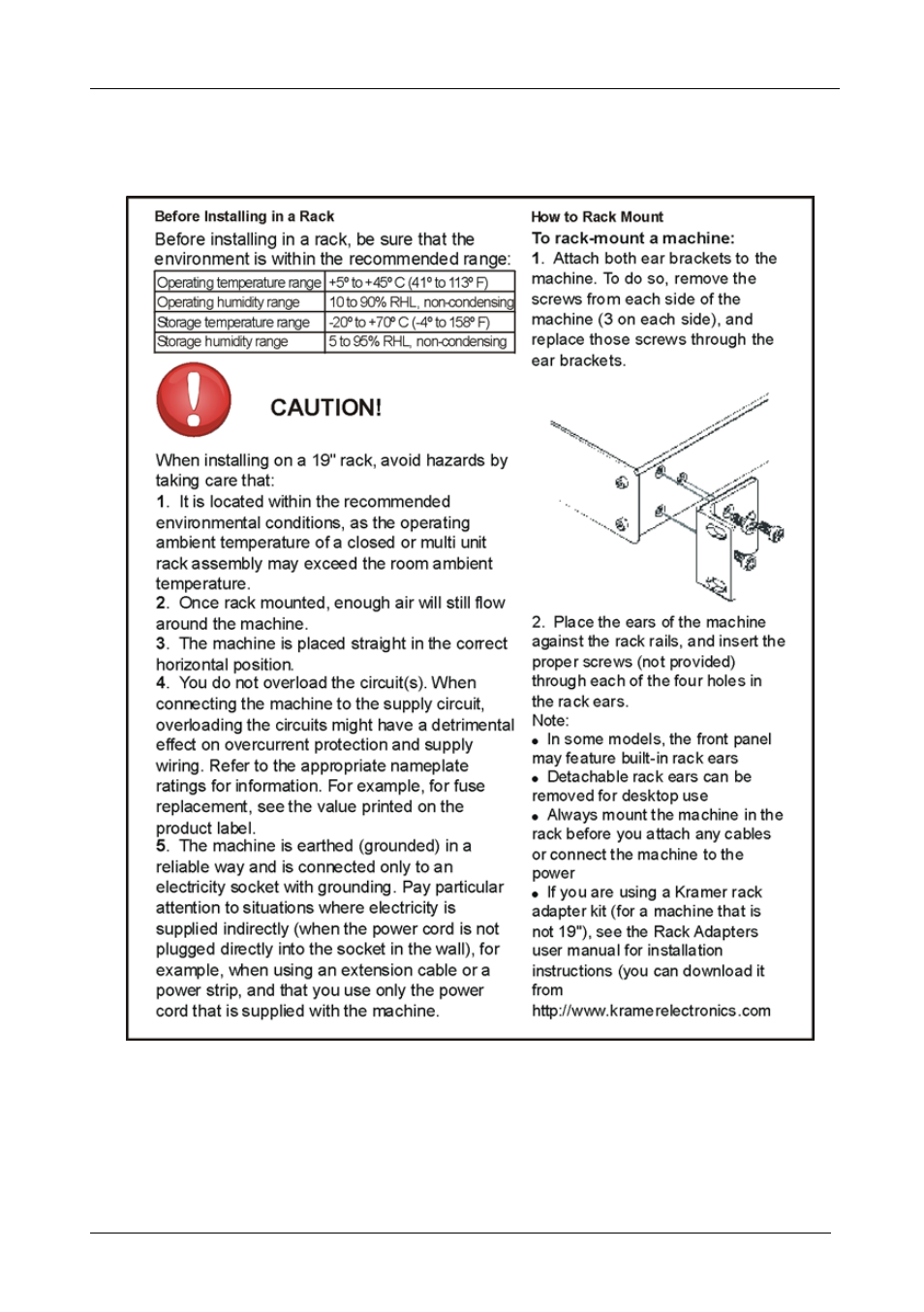 5 installing the vs-121hc in a rack, Installing the vs-121hc in a rack | Kramer Electronics VS-121HC User Manual | Page 9 / 33