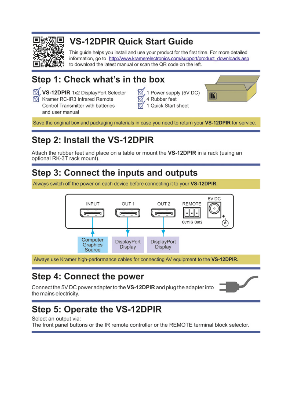 Kramer Electronics VS-12DP-IR User Manual | Page 2 / 13