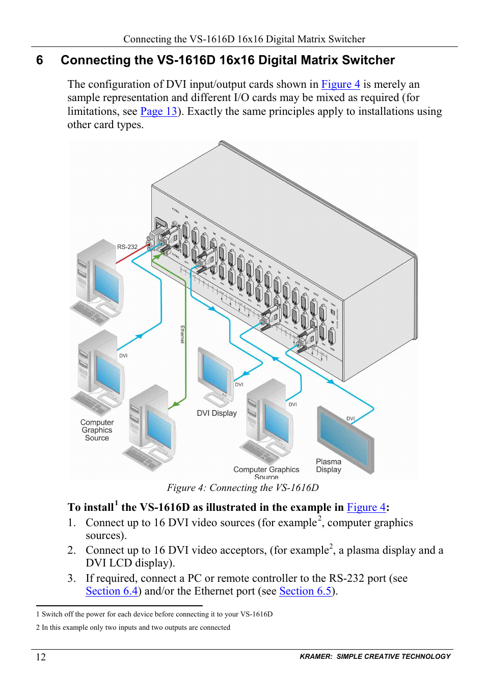Figure 4: connecting the vs-1616d | Kramer Electronics VS-1616D User Manual | Page 16 / 70