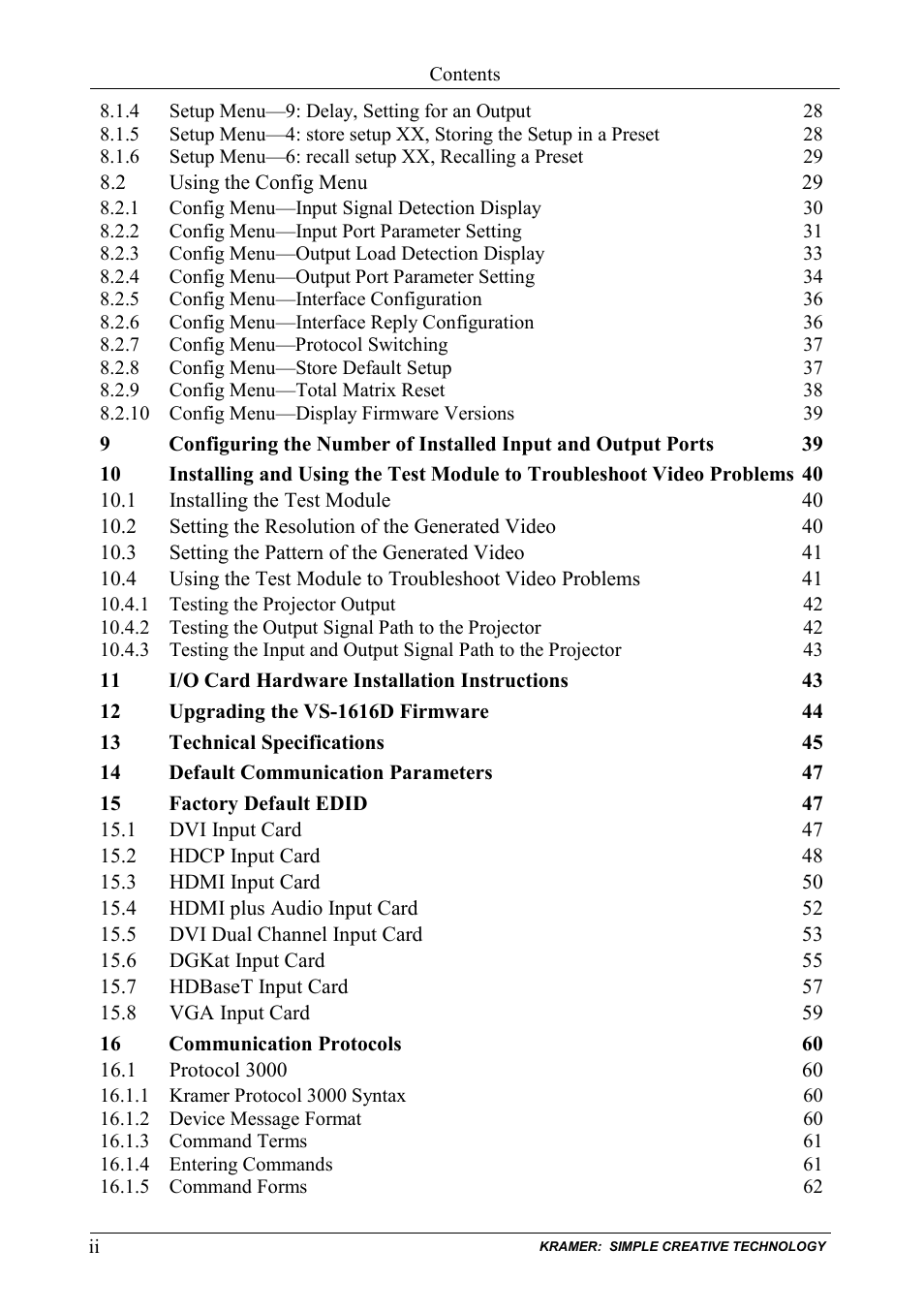 Kramer Electronics VS-1616D User Manual | Page 3 / 70