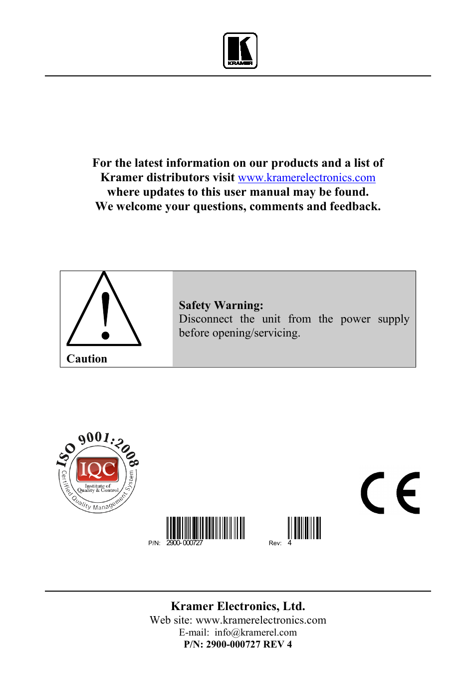 Kramer Electronics VS-1616D User Manual | Page 70 / 70