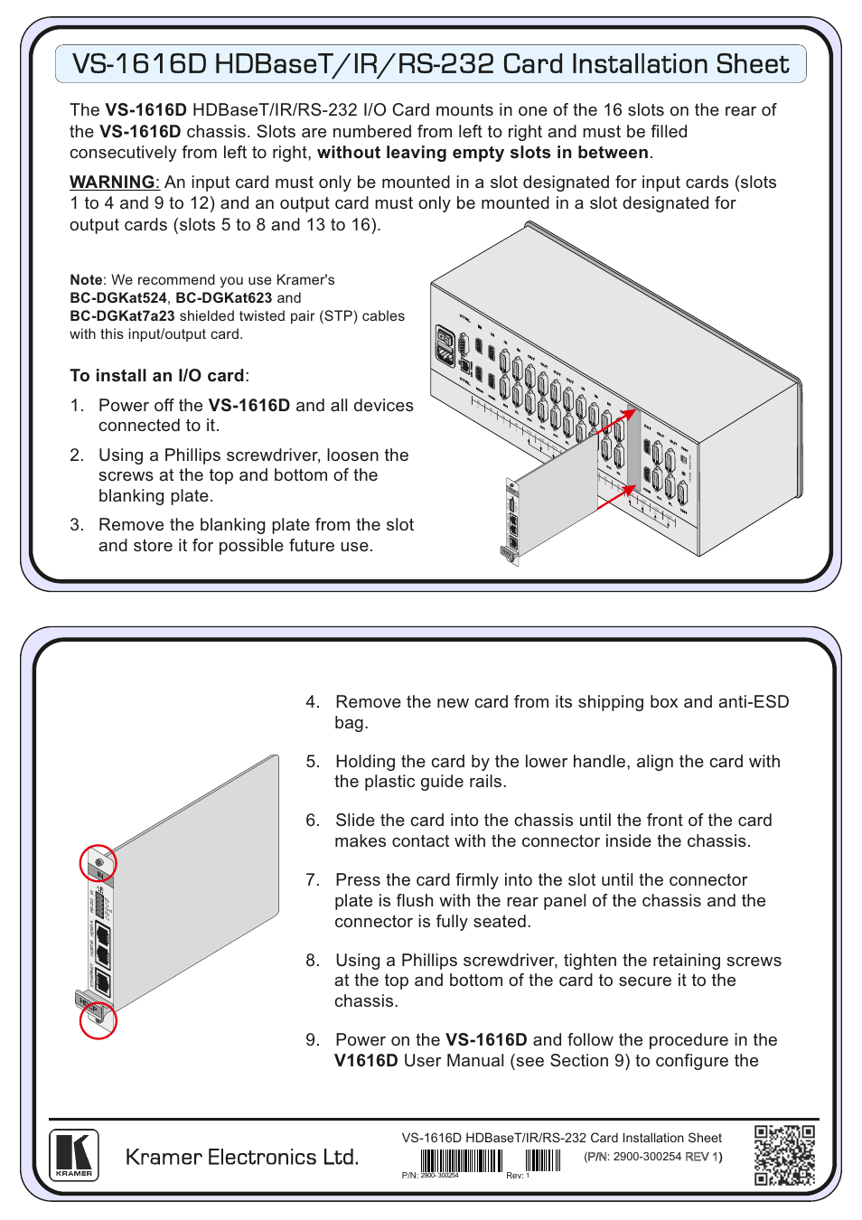 Kramer Electronics VS-1616D User Manual | 1 page