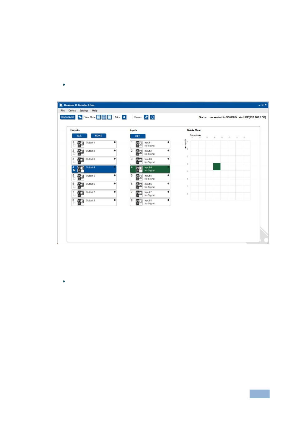 1 switching using the i/o buttons | Kramer Electronics VS-88HN User Manual | Page 11 / 25