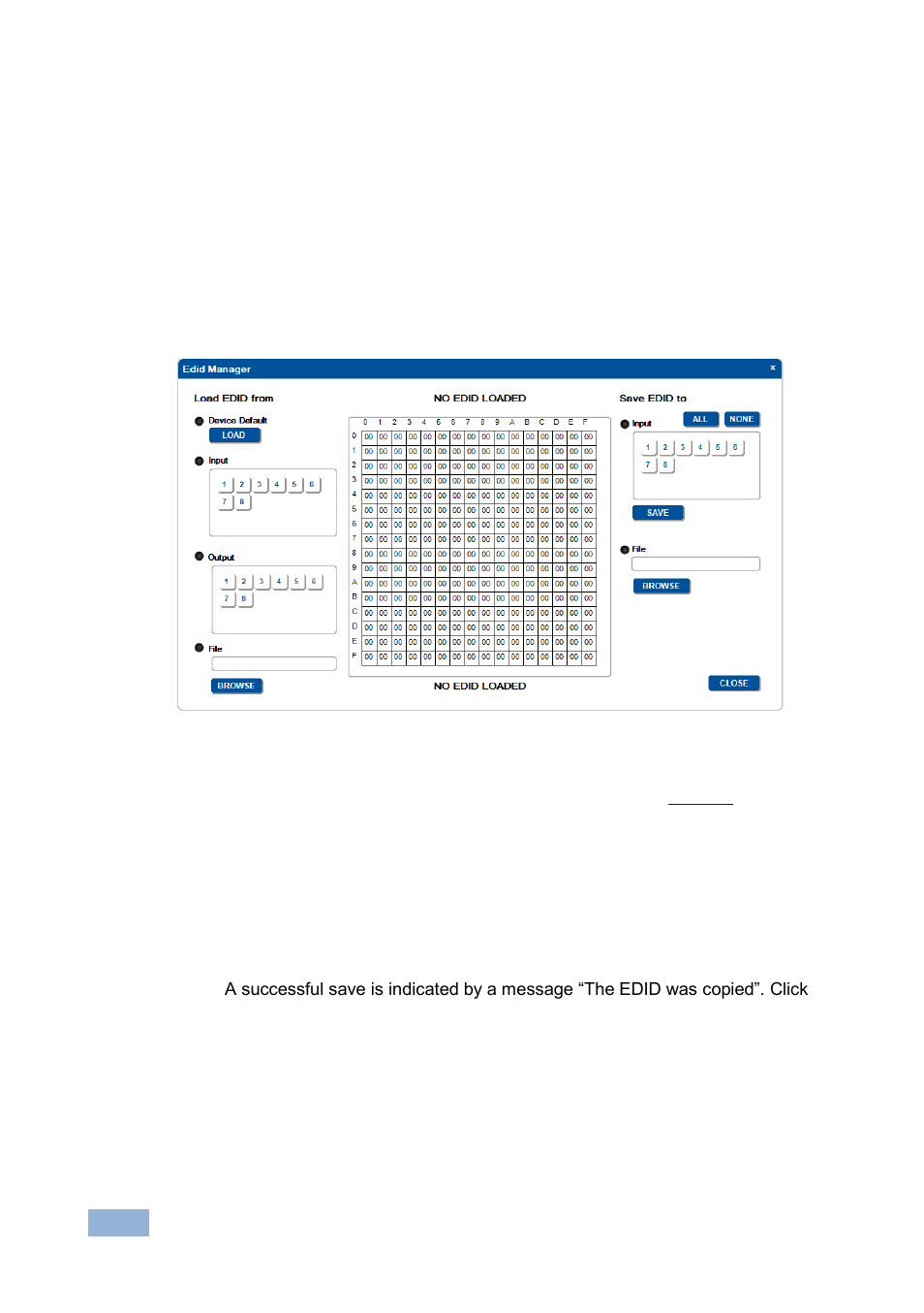 3 using the edid manager, Using the edid manager, Figure 8: edid manager window | Kramer Electronics VS-88HN User Manual | Page 20 / 25