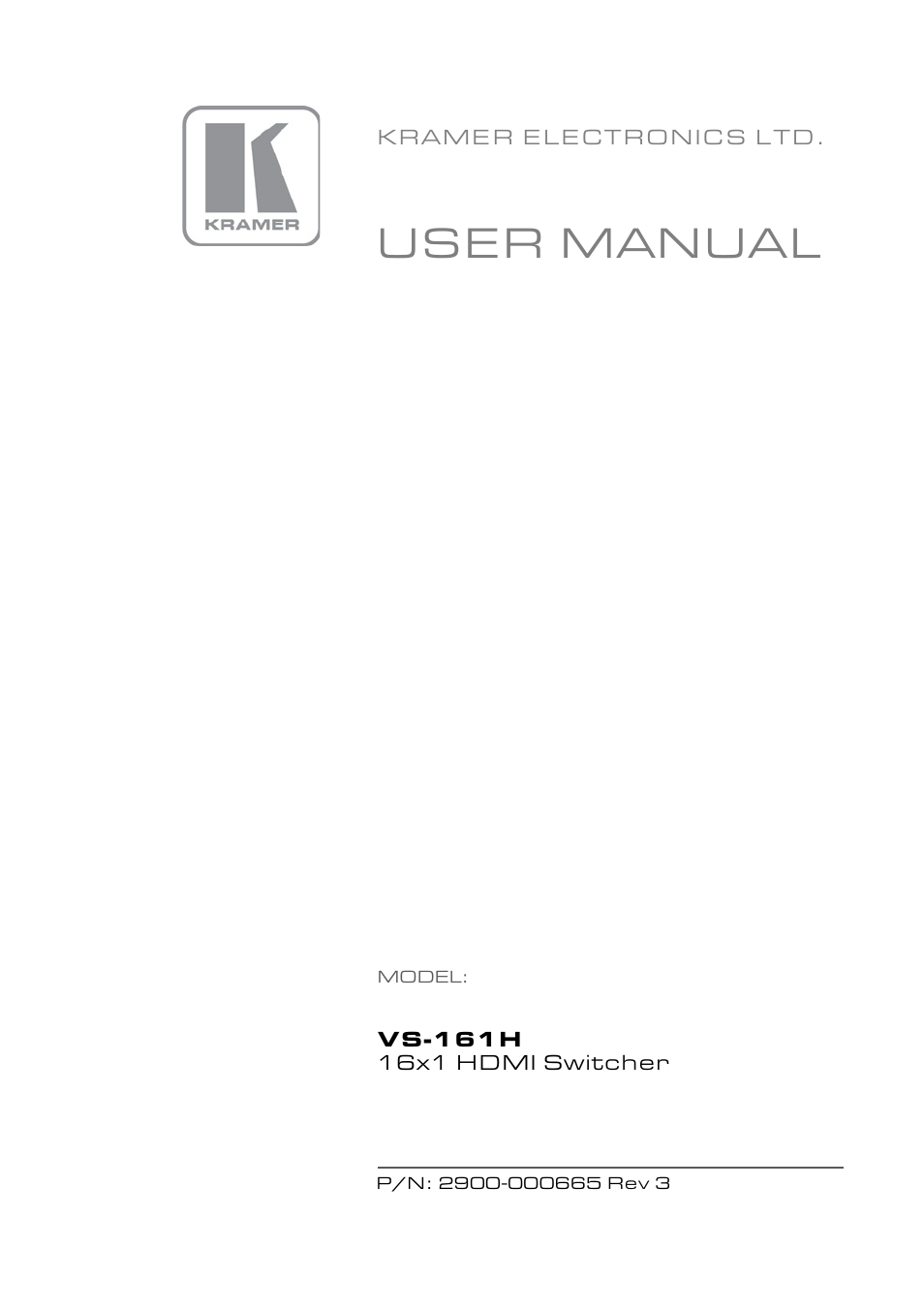 Kramer Electronics VS-161H User Manual | 25 pages