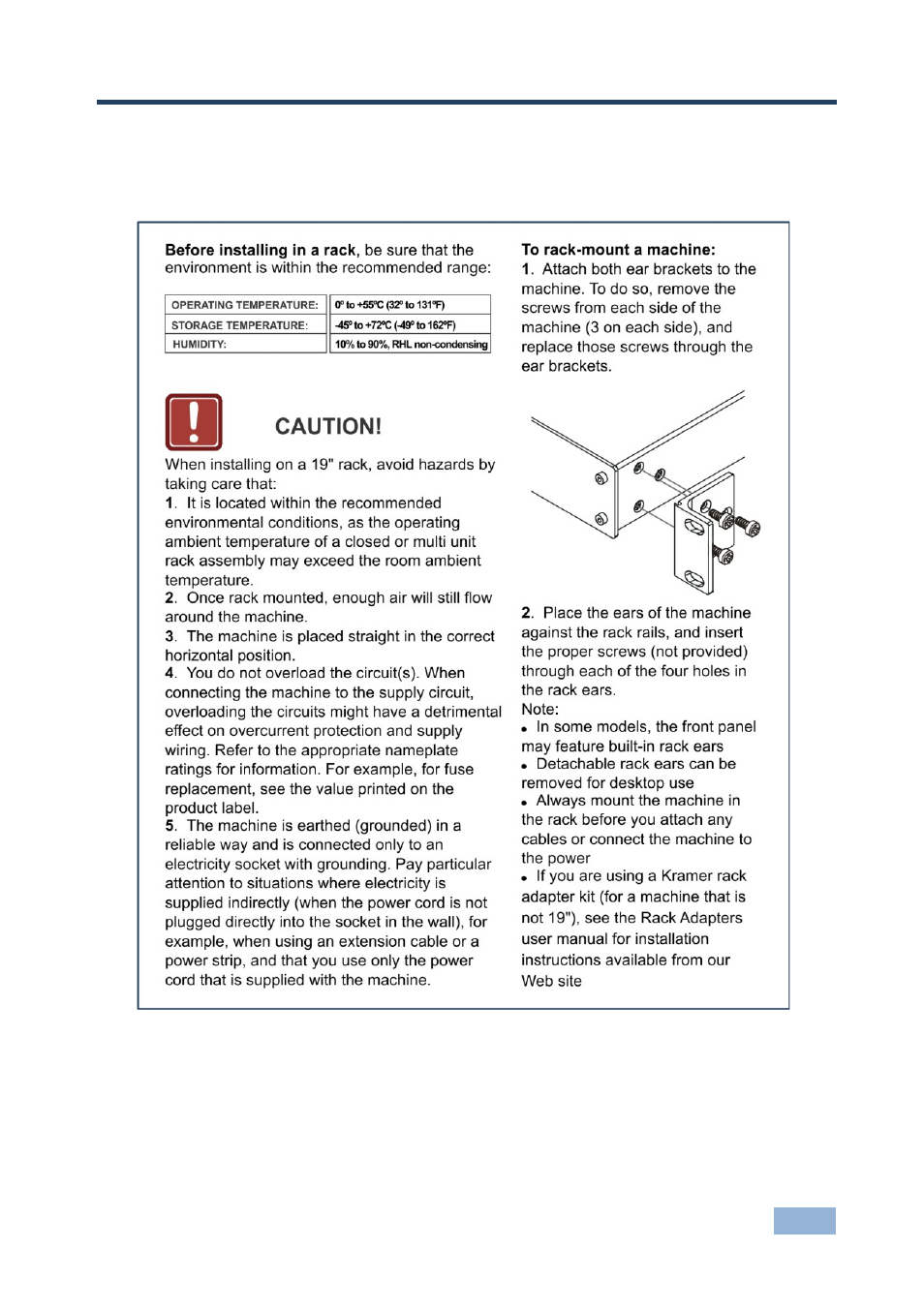 4 installing in a rack, Installing in a rack, 4installing in a rack | Kramer Electronics VS-161H User Manual | Page 10 / 25
