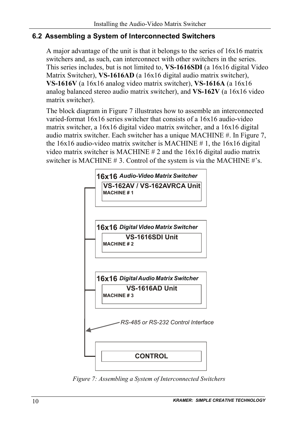 2 assembling a system of interconnected switchers, Assembling a system of interconnected switchers | Kramer Electronics VS-162AVRCA User Manual | Page 14 / 53