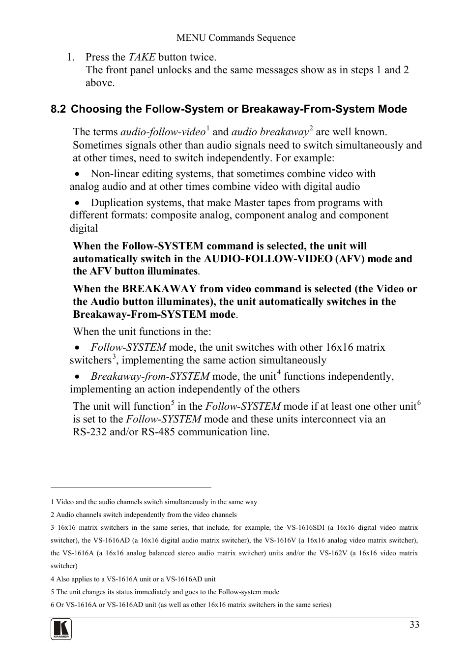 Kramer Electronics VS-162AVRCA User Manual | Page 37 / 53