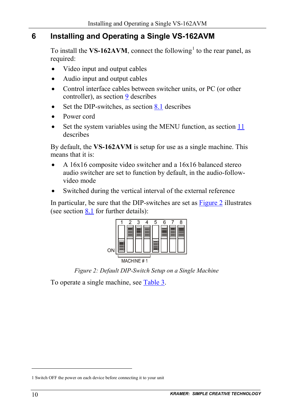 6 installing and operating a single vs-162avm, Installing and operating a single vs-162avm | Kramer Electronics VS-162AVM User Manual | Page 14 / 56