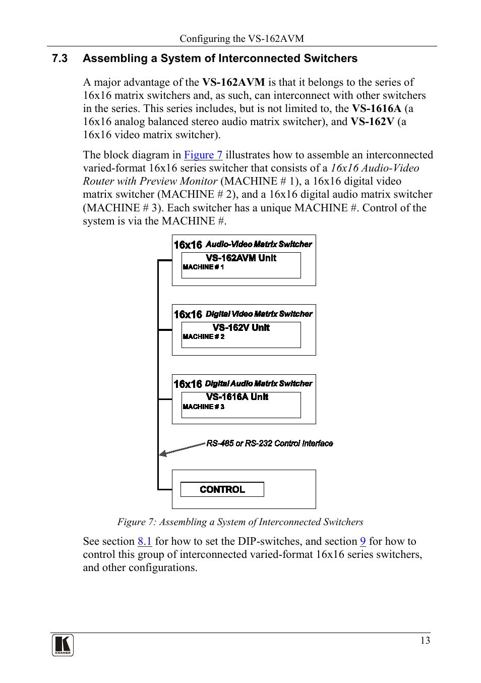 3 assembling a system of interconnected switchers, Assembling a system of interconnected switchers | Kramer Electronics VS-162AVM User Manual | Page 17 / 56