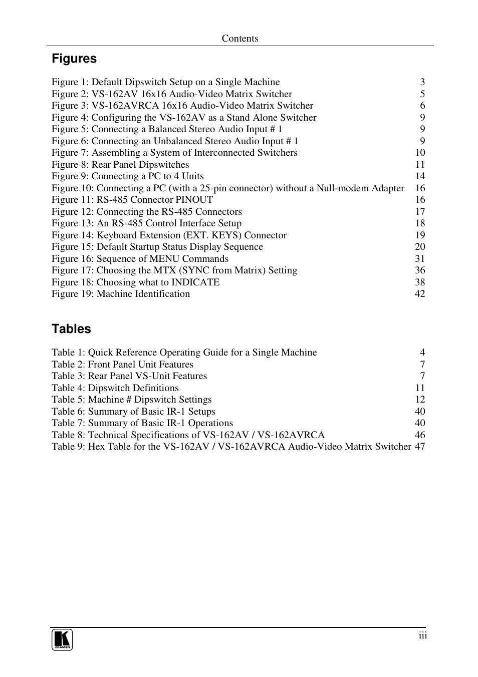 Kramer Electronics VS-162AVRCA User Manual | Page 4 / 53