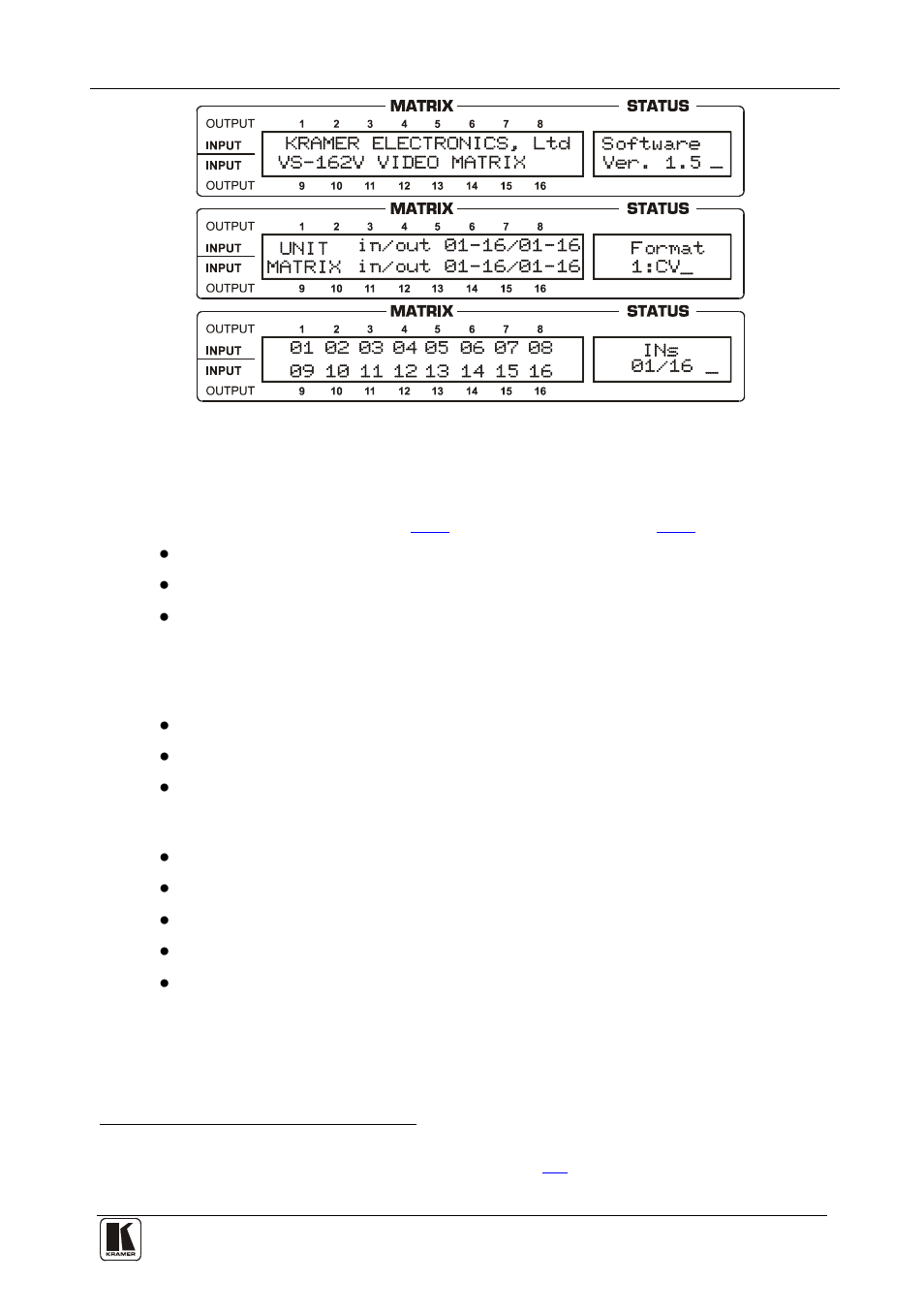 2 using the front panel buttons, Using the front panel buttons, Figure 19: default startup status display sequence | Kramer Electronics VS-162V User Manual | Page 35 / 66