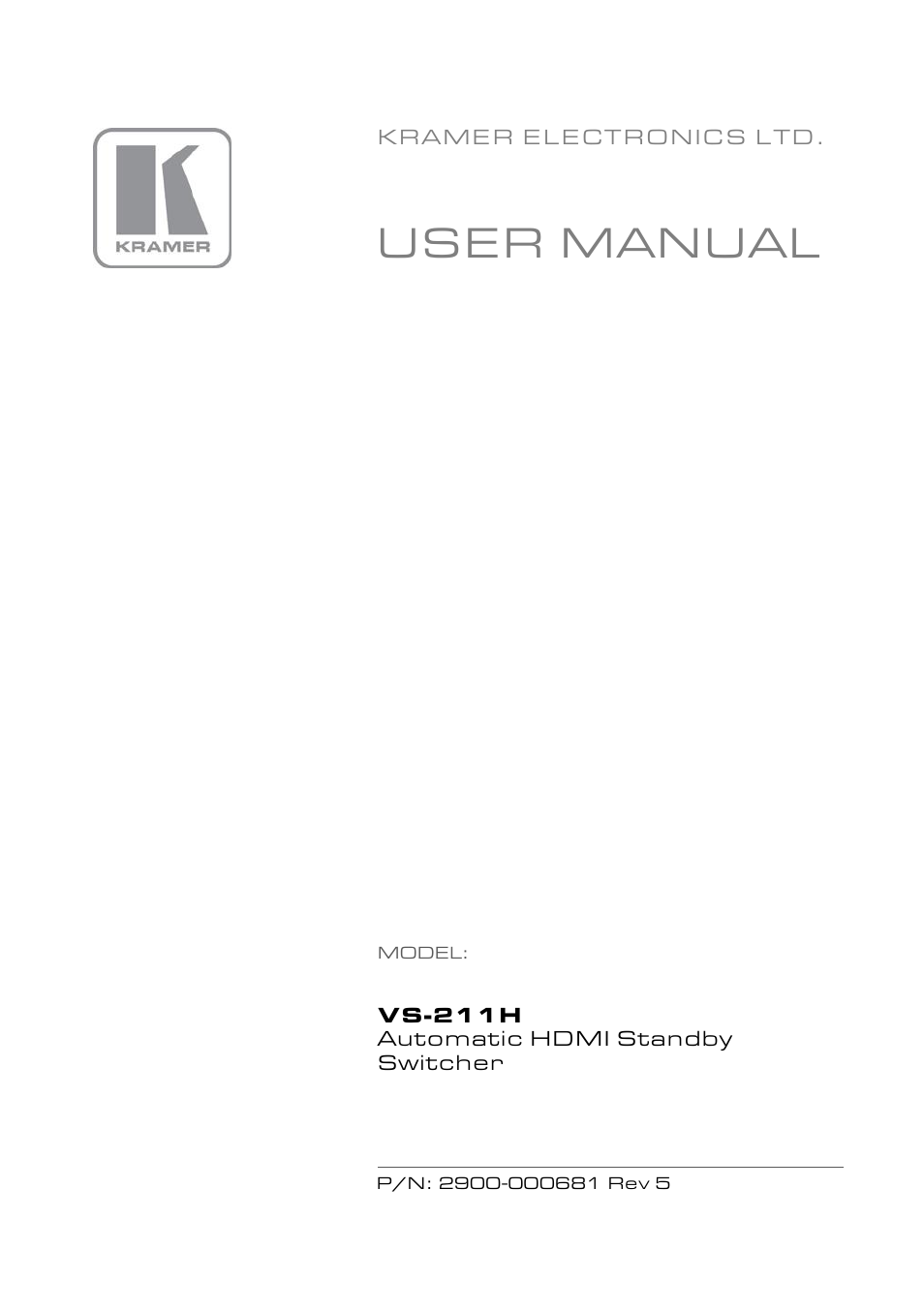 Kramer Electronics VS-211H User Manual | 14 pages