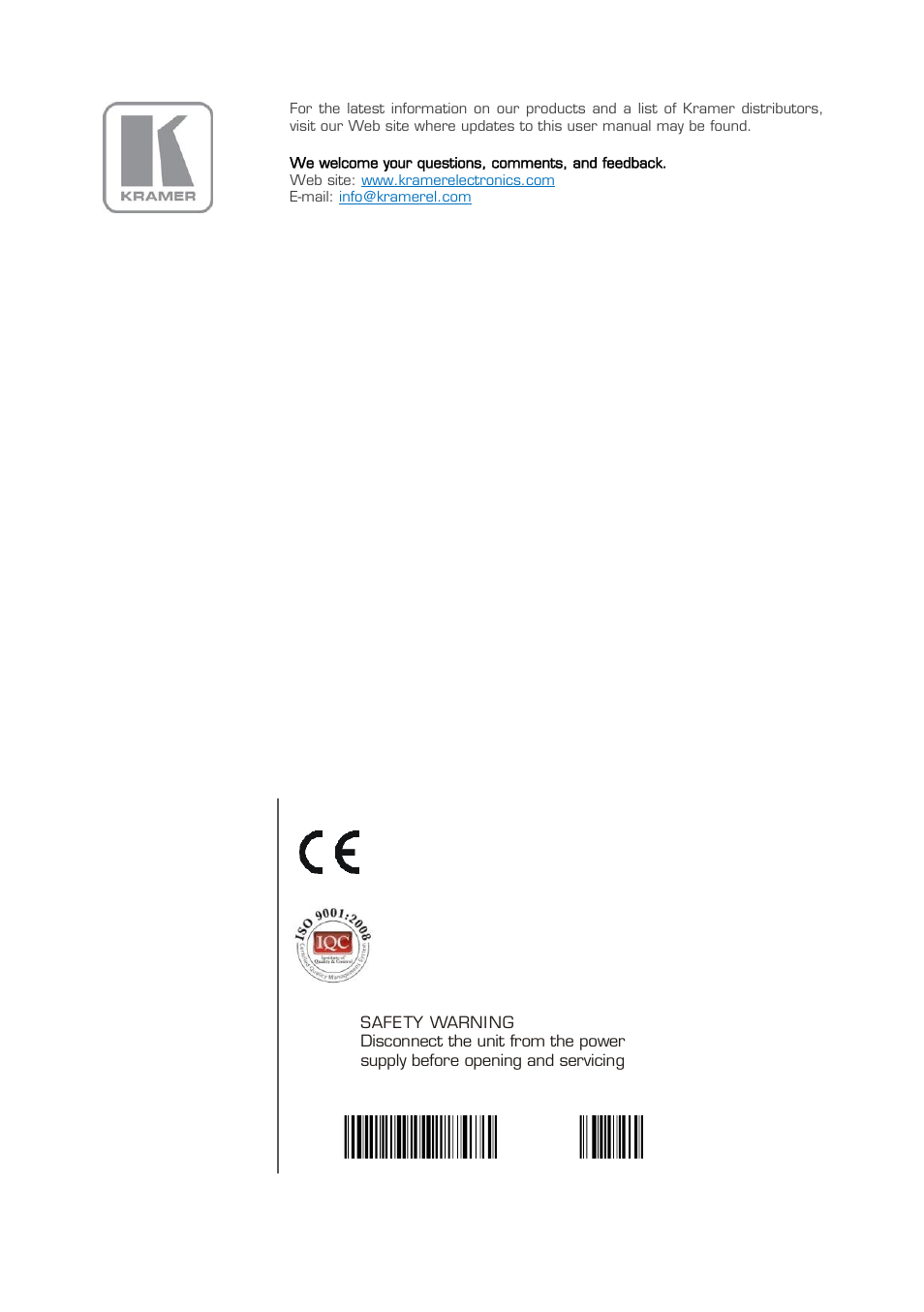 Kramer Electronics VS-211H User Manual | Page 14 / 14