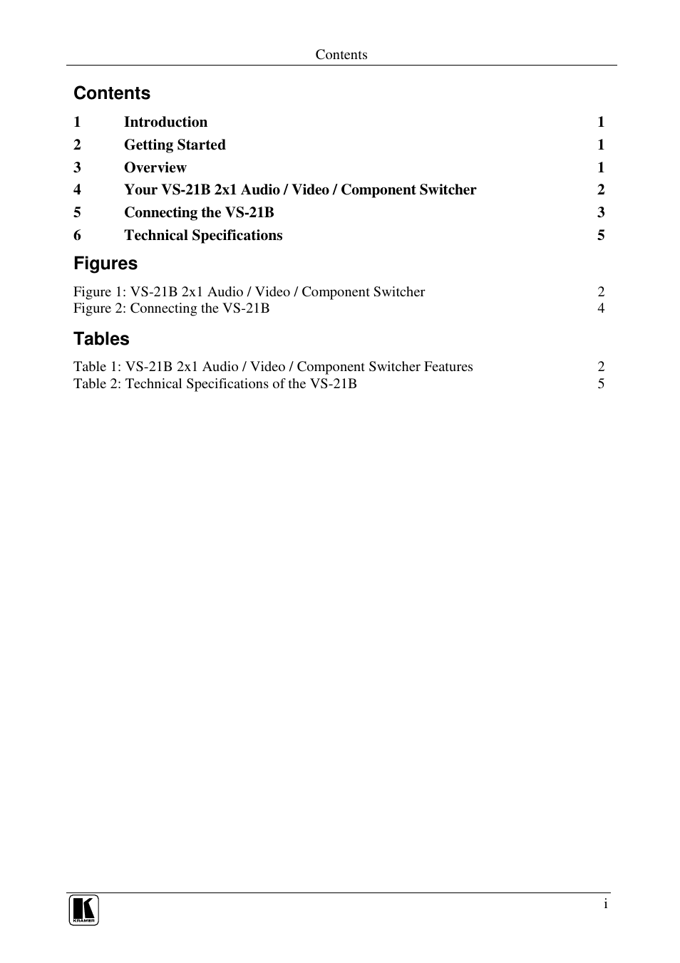 Kramer Electronics VS-21B User Manual | Page 2 / 9