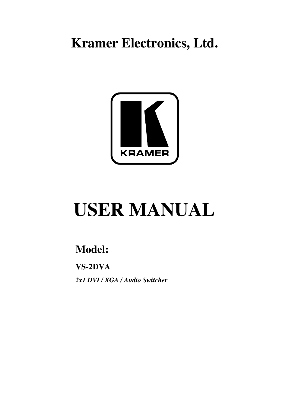 Kramer Electronics VS-2DVA User Manual | 13 pages