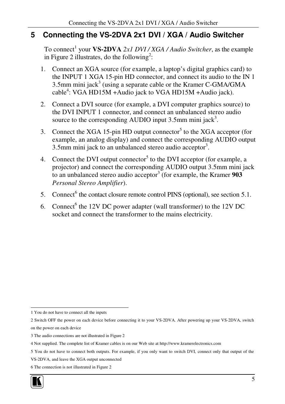 Kramer Electronics VS-2DVA User Manual | Page 7 / 13