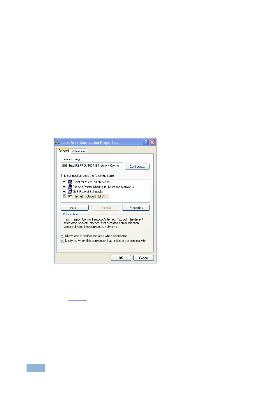 Figure 7: local area connection properties window | Kramer Electronics VS-311H User Manual | Page 15 / 21