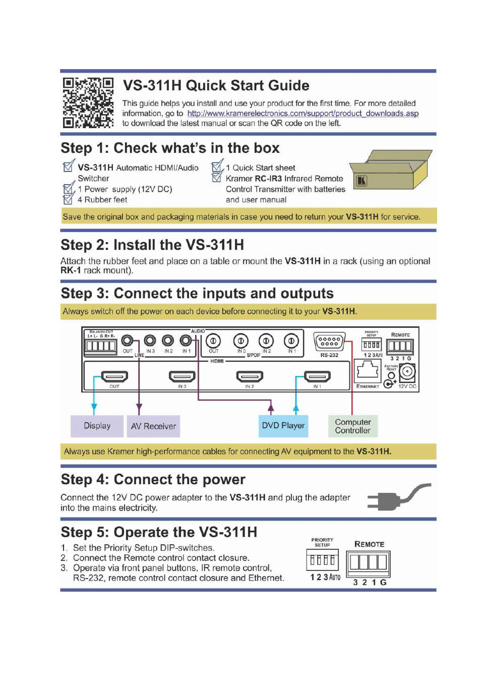 Kramer Electronics VS-311H User Manual | Page 2 / 21