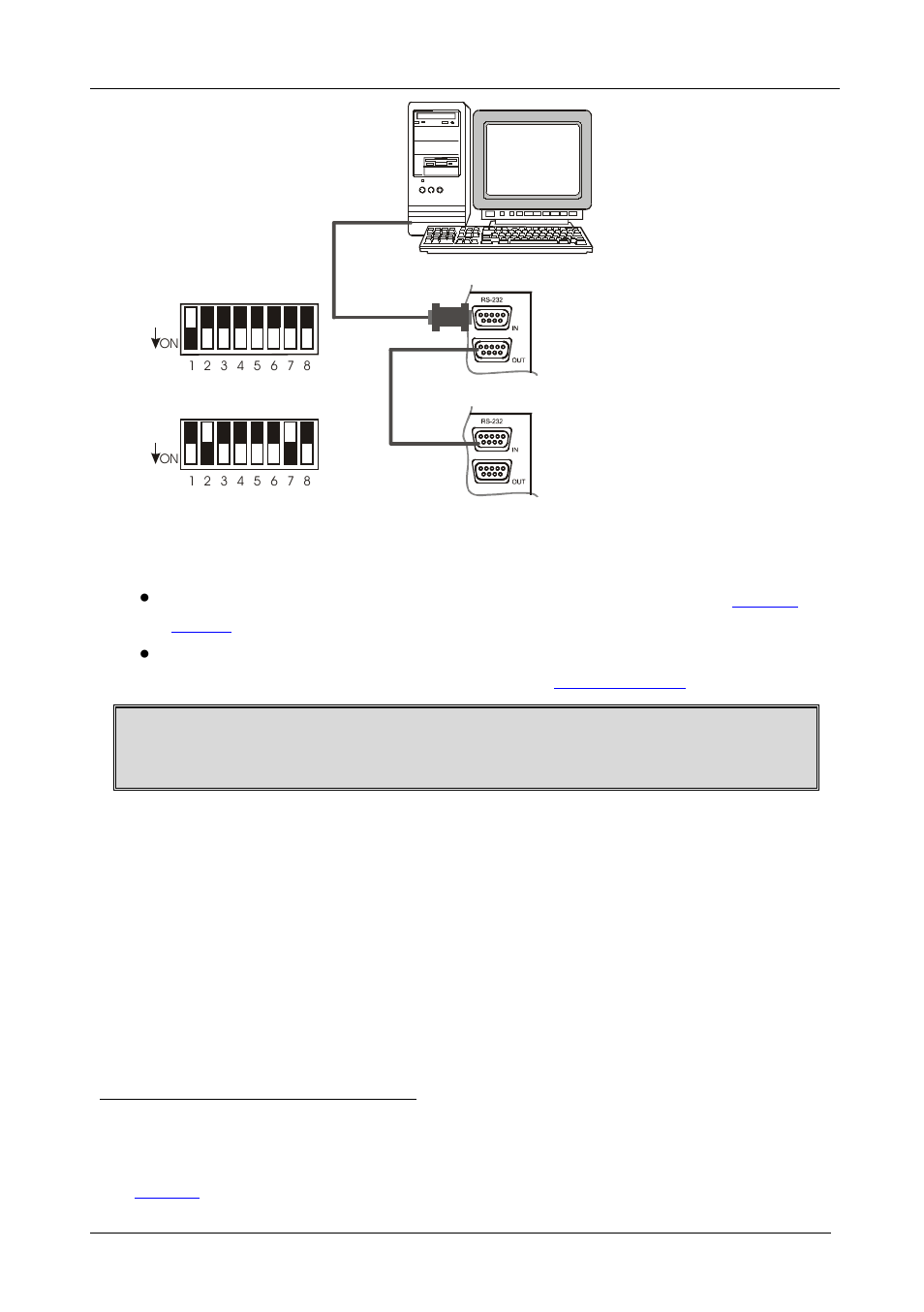 1 connecting a pc to a vs-3232a unit via rs232, Figure 15: connecting a pc to two vs-3232a units, Or a vs-3232vx l video matrix switcher | Kramer Electronics VS-3232A User Manual | Page 27 / 70