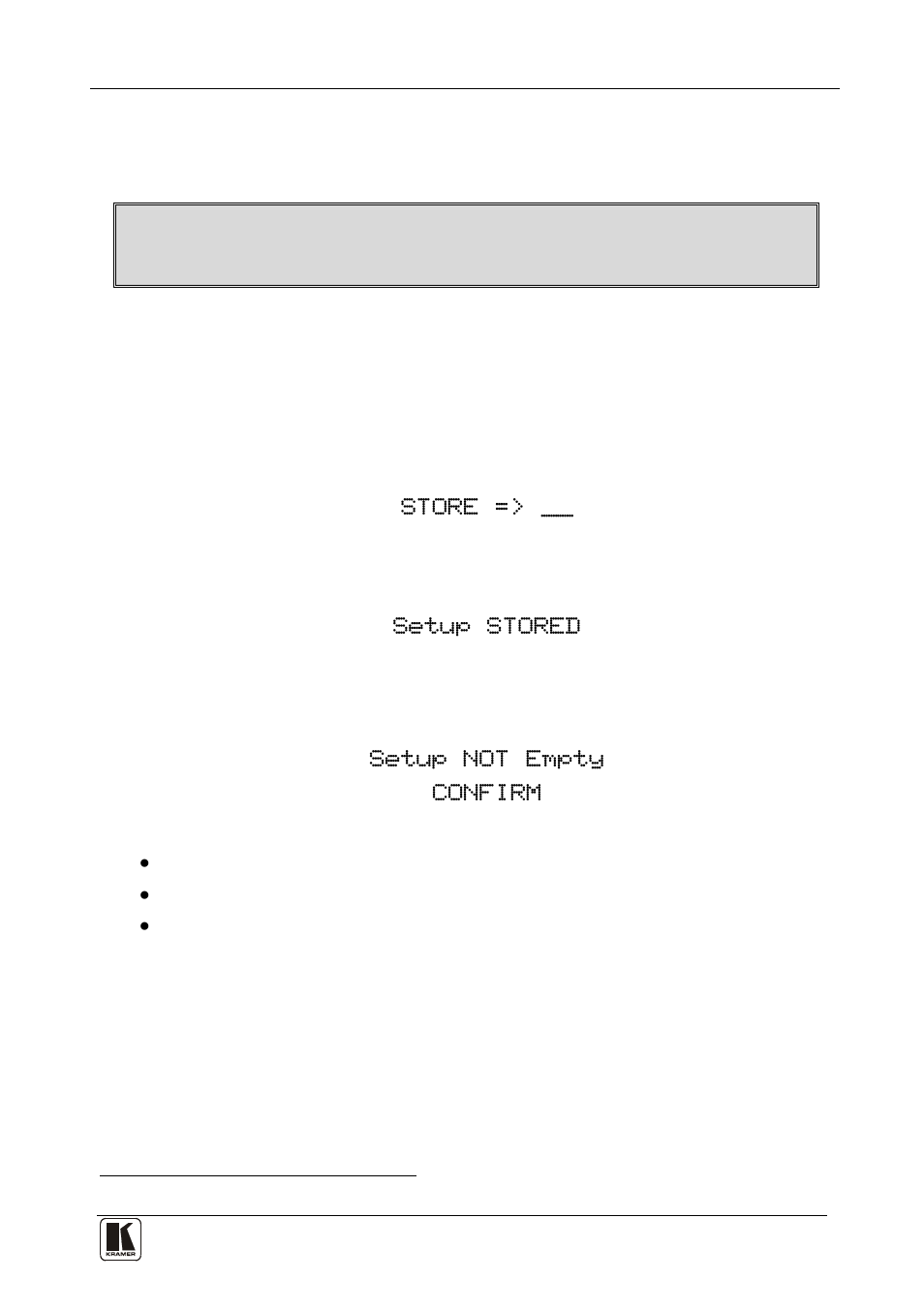 5 storing and recalling setups, 1 storing setups, Storing and recalling setups | Storing setups | Kramer Electronics VS-3232A User Manual | Page 38 / 70