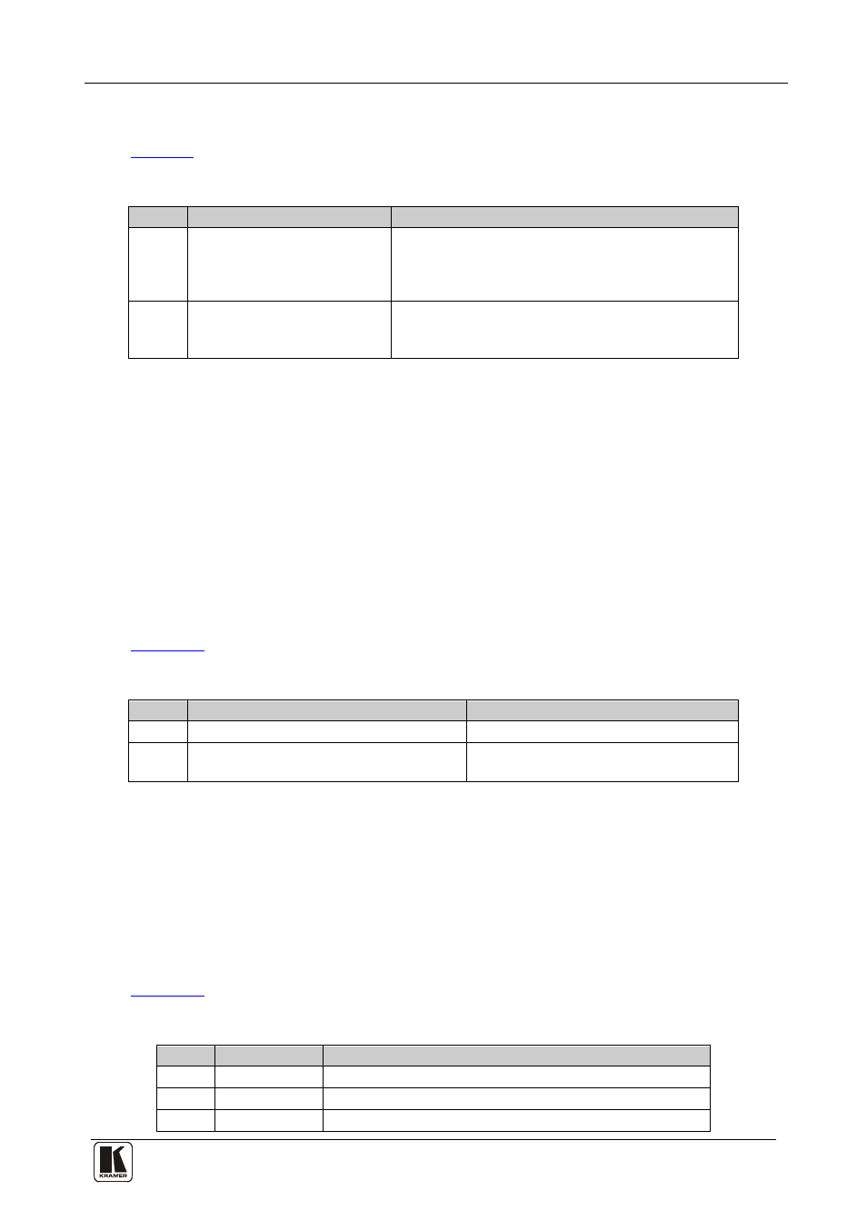 1 selecting the audio switching method, 2 selecting the sync configuration, 3 selecting the interface configuration | Selecting the audio switching method, Selecting the sync configuration, Selecting the interface configuration, Table 9: audio switching method configuration menu, Table 10: sync configuration menu, Table 11: interface configuration menu, On 9.2 | Kramer Electronics VS-3232A User Manual | Page 46 / 70