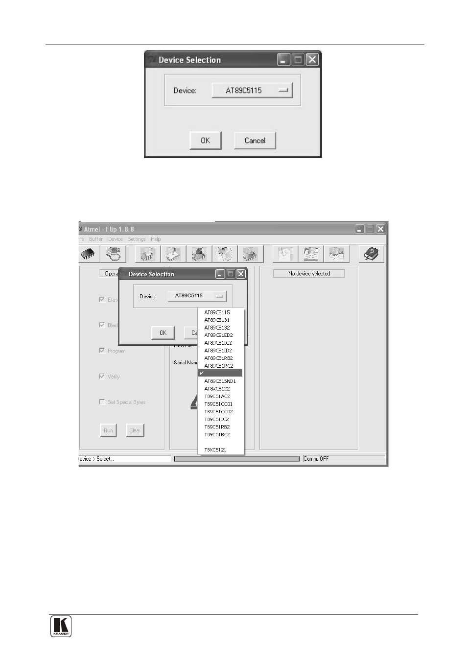 Figure 25: device selection window, Figure 26: device selection window | Kramer Electronics VS-3232A User Manual | Page 52 / 70