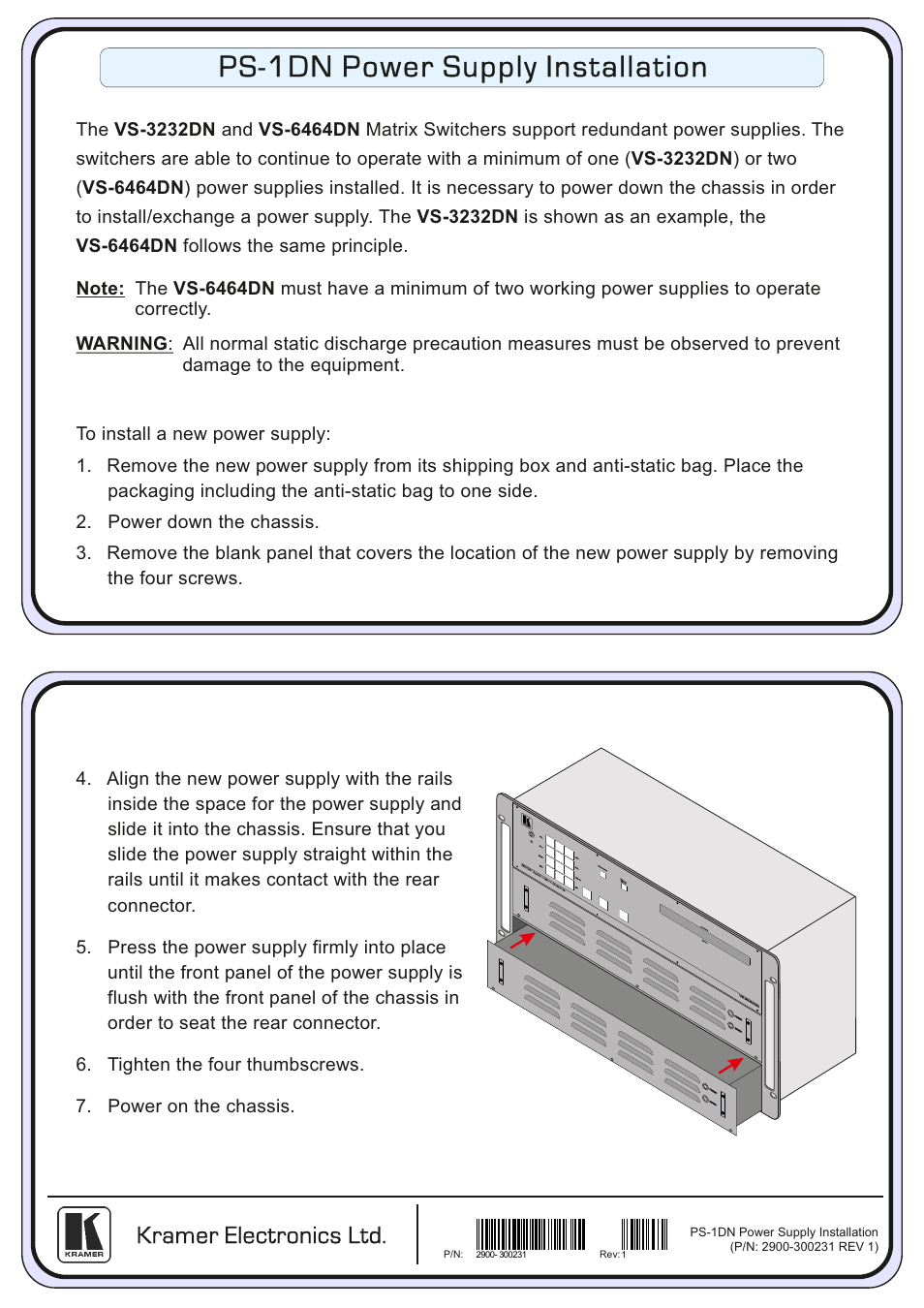 Kramer Electronics VS-6464DN User Manual | 1 page