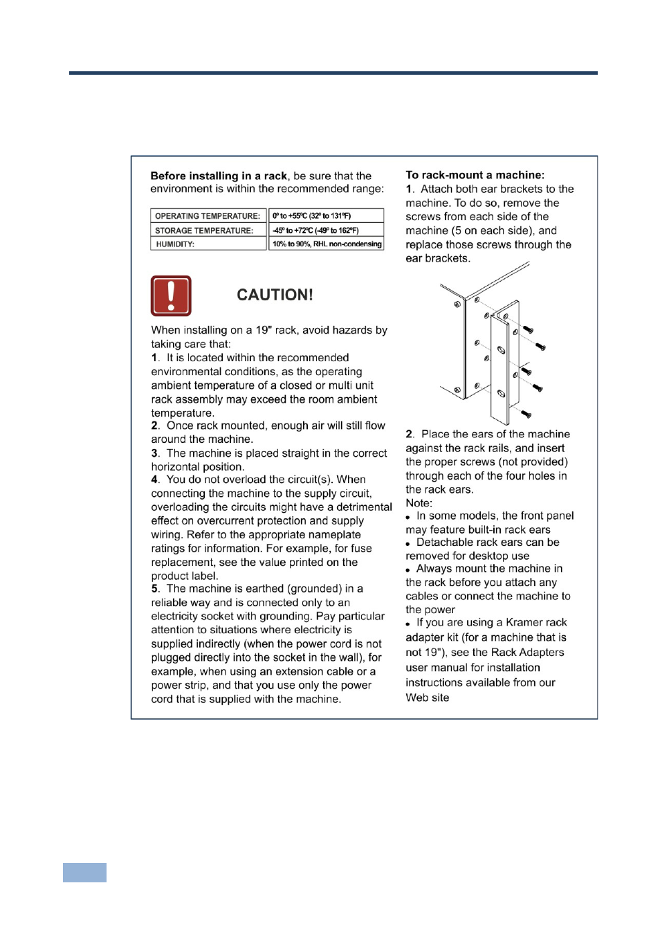 5 installing in a rack, Installing in a rack, 5installing in a rack | Kramer Electronics VS-3232DN User Manual | Page 14 / 80
