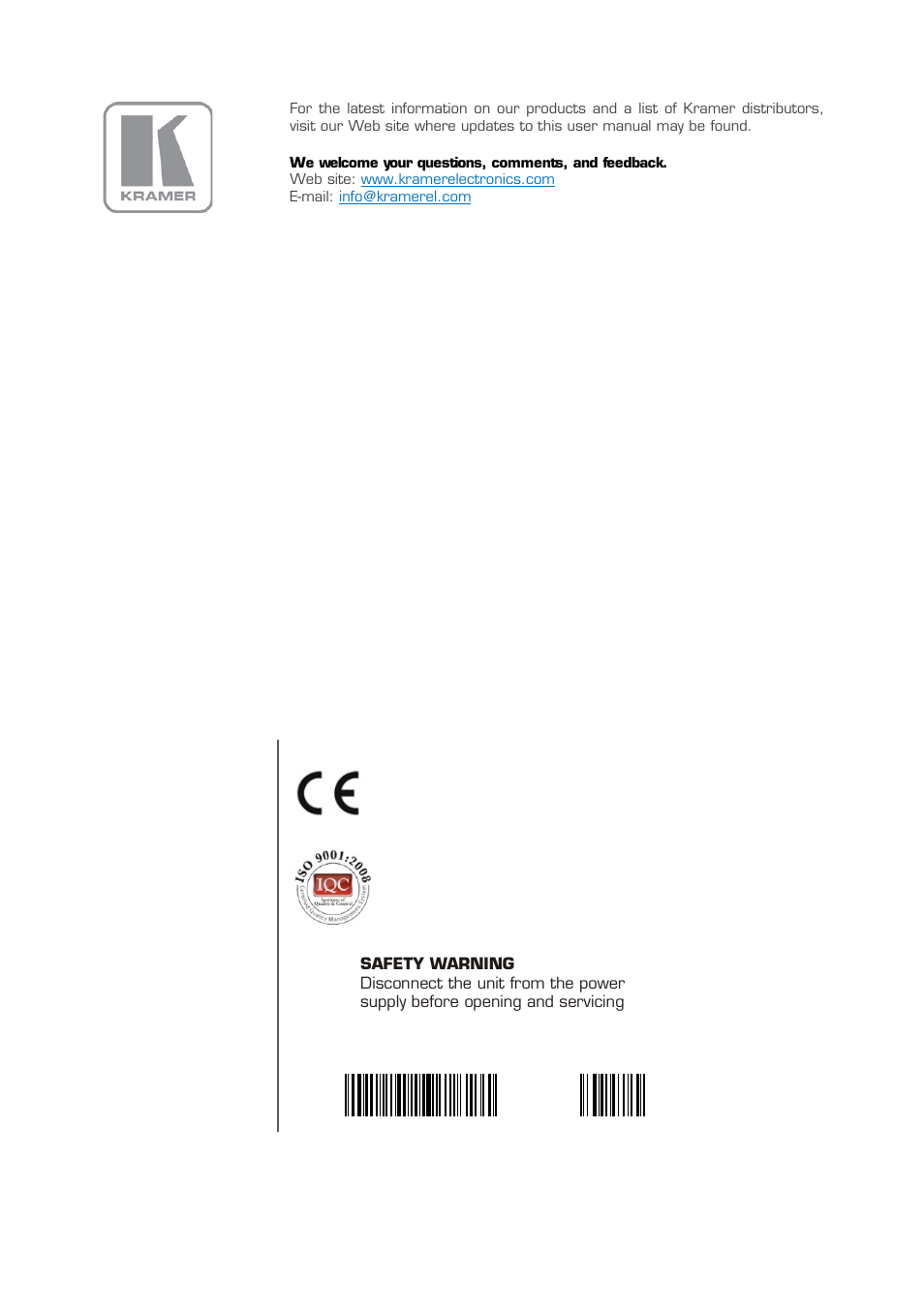 Kramer Electronics VS-3232DN User Manual | Page 80 / 80