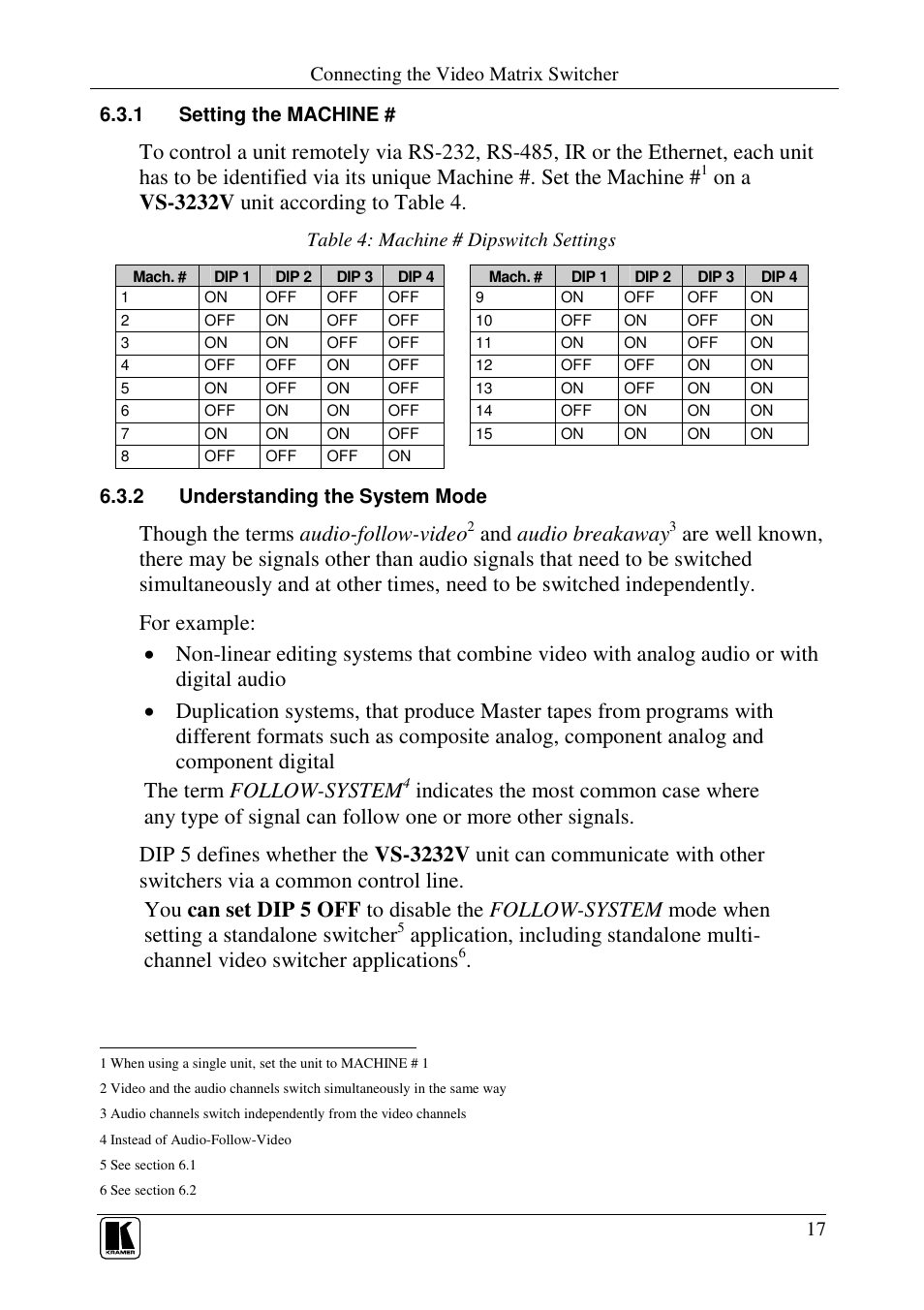 Though the terms audio-follow-video, And audio breakaway | Kramer Electronics VS-3232V User Manual | Page 21 / 60